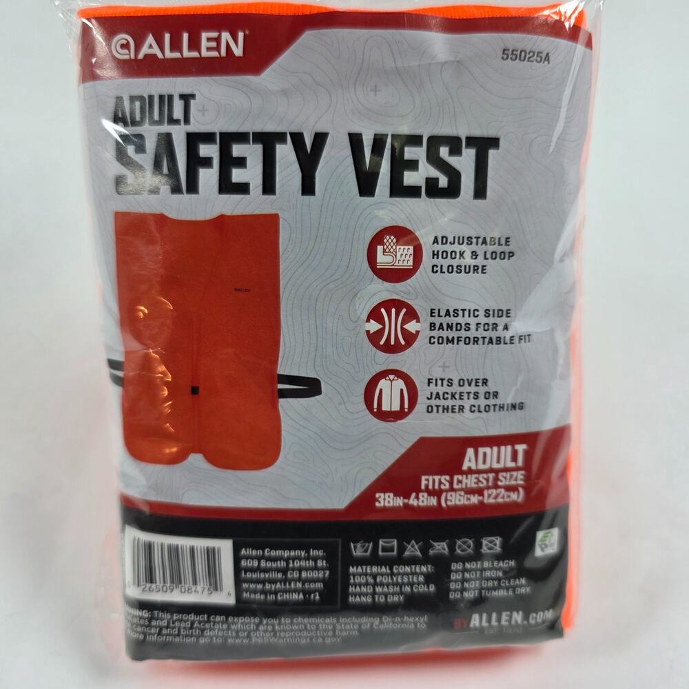 Allen Company Blaze Orange Hunting Vest High Visibility Lightweight Safety Gear